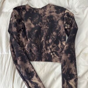 Darc Sport Black and Brown Tie-Dye Crop Top